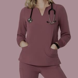 Women's Mauve V-Neck Scrub Top